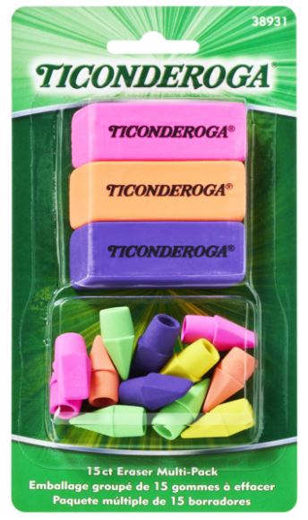 Neon Erasers Multi-Pack Set - Ticonderoga