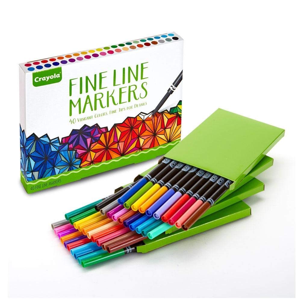 Crayola Fine Line Markers For Adults 40 Count, Fine Line Markers