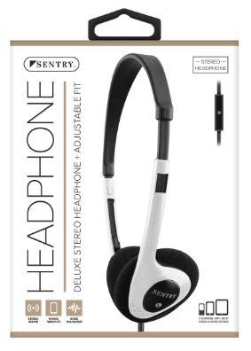 HEADPHONES adjustable w mic straight jack ideal for light